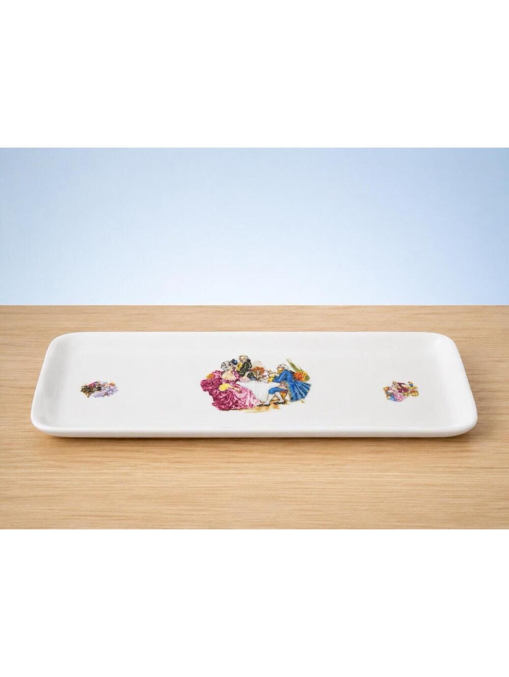 Bareuther Waldsassen 1970s Courting Scene Appetizer Serving Tray, 12x6”